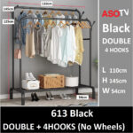 ASOTV® Double Pole Clothes Rack Rak Baju Besi Steel Cloth Stand Penggantung Baju 0015 Drying Rack Ampaian Baju 衣架 hanya RM17.89 di Shopee