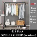 ASOTV® Double Pole Clothes Rack Rak Baju Besi Steel Cloth Stand Penggantung Baju 0015 Drying Rack Ampaian Baju 衣架 hanya RM17.89 di Shopee