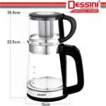 DESSINI ITALY Glass LED Light Electric Kettle Automatic Cut Off Boiler Jug Teapot Cerek (2.2L + 1.0L) hanya RM79.90 di Shopee