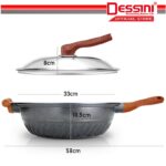 DESSINI ITALY Marble Stone Induction Casserole Non Stick Frying Pan Wok Pot Bowl Cookware Cover Kuali Periuk (32cm) hanya RM79.90 di Shopee