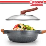 DESSINI ITALY Marble Stone Induction Casserole Non Stick Frying Pan Wok Pot Bowl Cookware Cover Kuali Periuk (32cm) hanya RM79.90 di Shopee