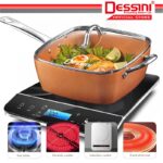 DESSINI ITALY Zero Fat 4 Pcs Aluminium Induction Non Stick Copper Casserole Pot Bowl Deep Frying Pan Basket + Steamer hanya RM59.90 di Shopee