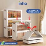 INHO 1/2/3/4/5 Layers  Foldable Storage Cabinet 2 Doors Storage Box Multipurpose Storage Cabinet Stackable Storage hanya RM36.90 di Shopee