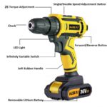 KEELAT 29 Pcs Set Cordless Drill Driver Kit Hand Drill 2 Speed Screwdriver 12V/18V/36V Power Drill Impact with 2 Batteri hanya RM39.00 di Shopee