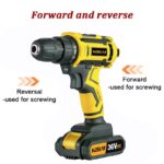 KEELAT 29 Pcs Set Cordless Drill Driver Kit Hand Drill 2 Speed Screwdriver 12V/18V/36V Power Drill Impact with 2 Batteri hanya RM39.00 di Shopee