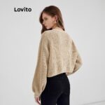 Lovito Casual Plain Long Sleeve Button Sweater Knitted Cardigan for Woman L21LT091 (Khaki/White) hanya RM24.21 di Shopee