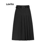 Lovito Casual Plain Pleated Asymmetrical Women Skirt L45AD051(Grey) Lovito Kasual Rok Wanita Asimetris Lipit Polos L45AD051 (Abu-abu) hanya RM25.86 di Shopee