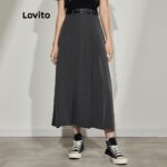 Lovito Casual Plain Pleated Asymmetrical Women Skirt L45AD051(Grey) Lovito Kasual Rok Wanita Asimetris Lipit Polos L45AD051 (Abu-abu) hanya RM25.86 di Shopee