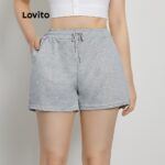 Lovito Casual Solid Drawstring Shorts for Woman L00242 (White/Black/Grey/Pink/Blue) hanya RM11.47 di Shopee