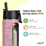 Mollcity Water Bottle Water Bottle Kids- Stainless Steel Flask with Straw Wide Mouth BPA-Free Leak Proof 350ML/475ML hanya RM43.90 di Shopee