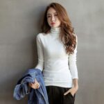 READY STOCK High Neck Women Long Sleeve Casual Solid Color Shirt -MIYU hanya RM6.99 di Shopee