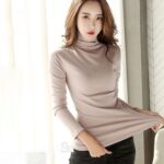 READY STOCK High Neck Women Long Sleeve Casual Solid Color Shirt -MIYU hanya RM6.99 di Shopee