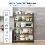 Rak Dapur Kabinet Kitchen Organizer Storage Rack Microwave Oven Self Kitchen Cabinet Rack With Doors&Wheels/B23 hanya RM89.99 di Shopee