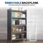 Rak Dapur Kabinet Kitchen Organizer Storage Rack Microwave Oven Self Kitchen Cabinet Rack With Doors&Wheels/B23 hanya RM89.99 di Shopee