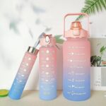 Ringgit Shop 3in1 Gradient Bottle 2000ml Cute Color Plastic Water Bottle with Food Grade Straw Travel Portable Botol Air hanya RM16.90 di Shopee