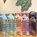 Ringgit Shop 3in1 Gradient Bottle 2000ml Cute Color Plastic Water Bottle with Food Grade Straw Travel Portable Botol Air hanya RM16.90 di Shopee