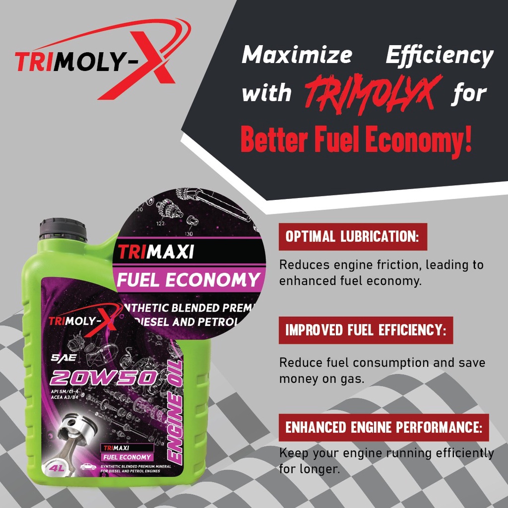 Trimoly TRIMOLY-X TRIMOLYX 20W50 MINERAL ENGINE OIL API SM/CI-4 – Portal Barang ...