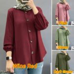 ZANZEA Women Muslim Casual Solid Color Full Sleeve O-Neck Abaya Kaftan Blouse hanya RM28.00 di Shopee