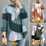 ZANZEA Women Muslim Fashion Puff Sleeves Long Sleeves Round Neck Printing Shirts hanya RM28.00 di Shopee