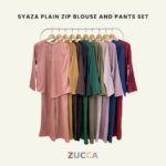 ZUCCA SYAZA PLAIN ZIP BLOUSE AND PANTS SET - S002 hanya RM28.90 di Shopee