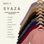 ZUCCA SYAZA PLAIN ZIP BLOUSE AND PANTS SET - S002 hanya RM28.90 di Shopee