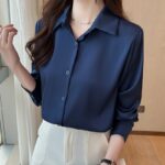 ready stock  blouse women korean style Satin coat with long sleeve lapel hanya RM26.07 di Shopee